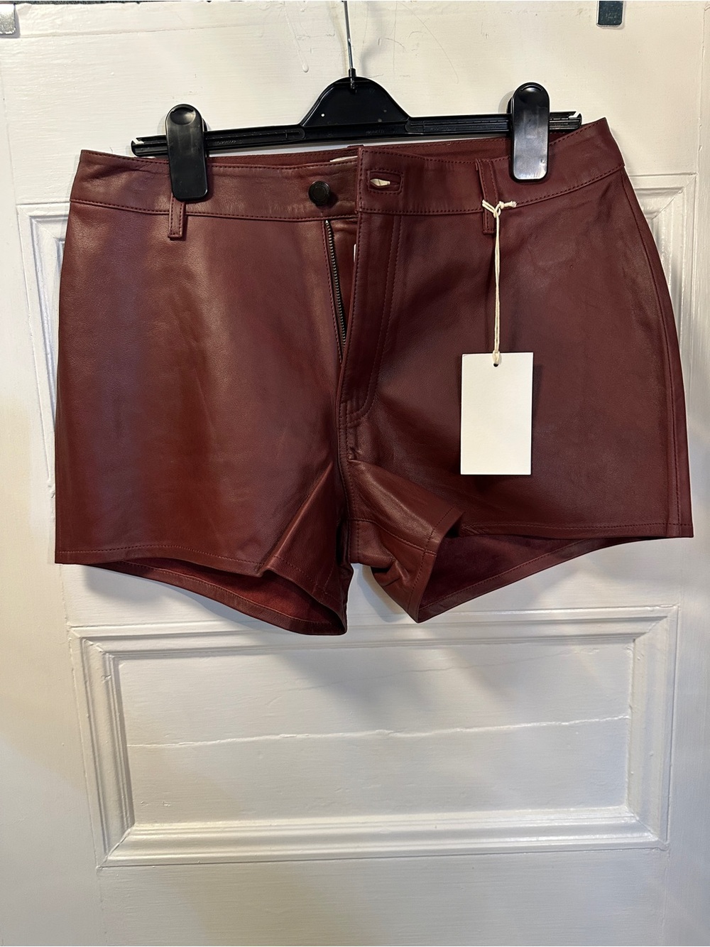 DL1961 Burgundy Genuine Leather Shorts